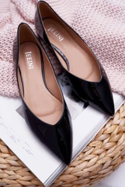 Baleriny Damskie Lakierowane W Szpic Czarne Tell Me
