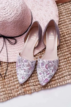 Baleriny Damskie Laura Messi 1110 Skóra Ciemnoszare Augure