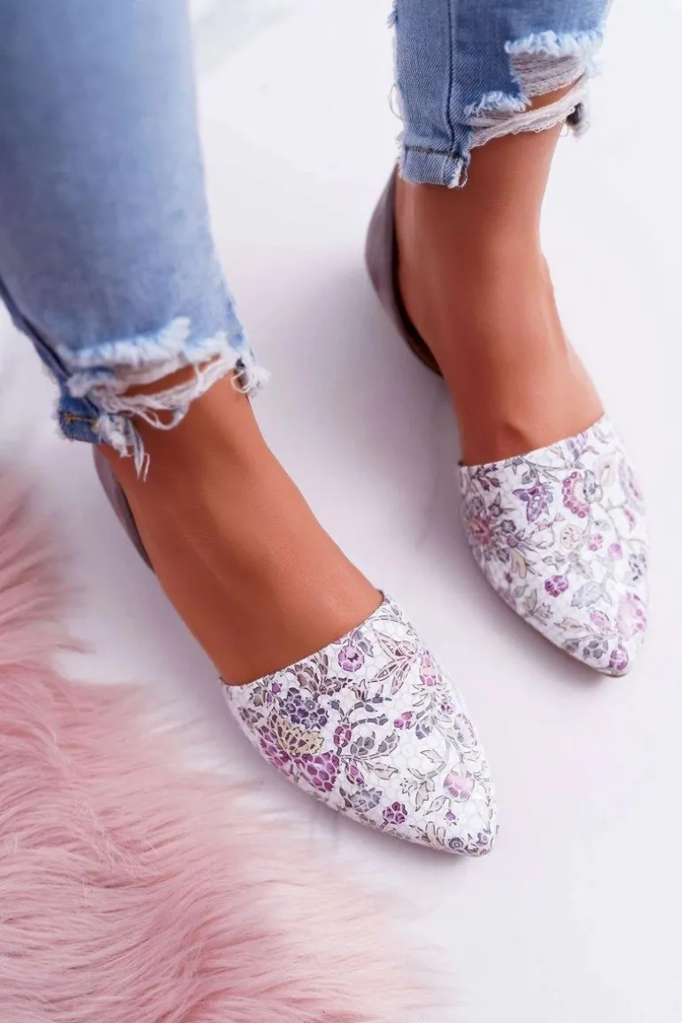 Baleriny Damskie Laura Messi 1110 Skóra Ciemnoszare Augure