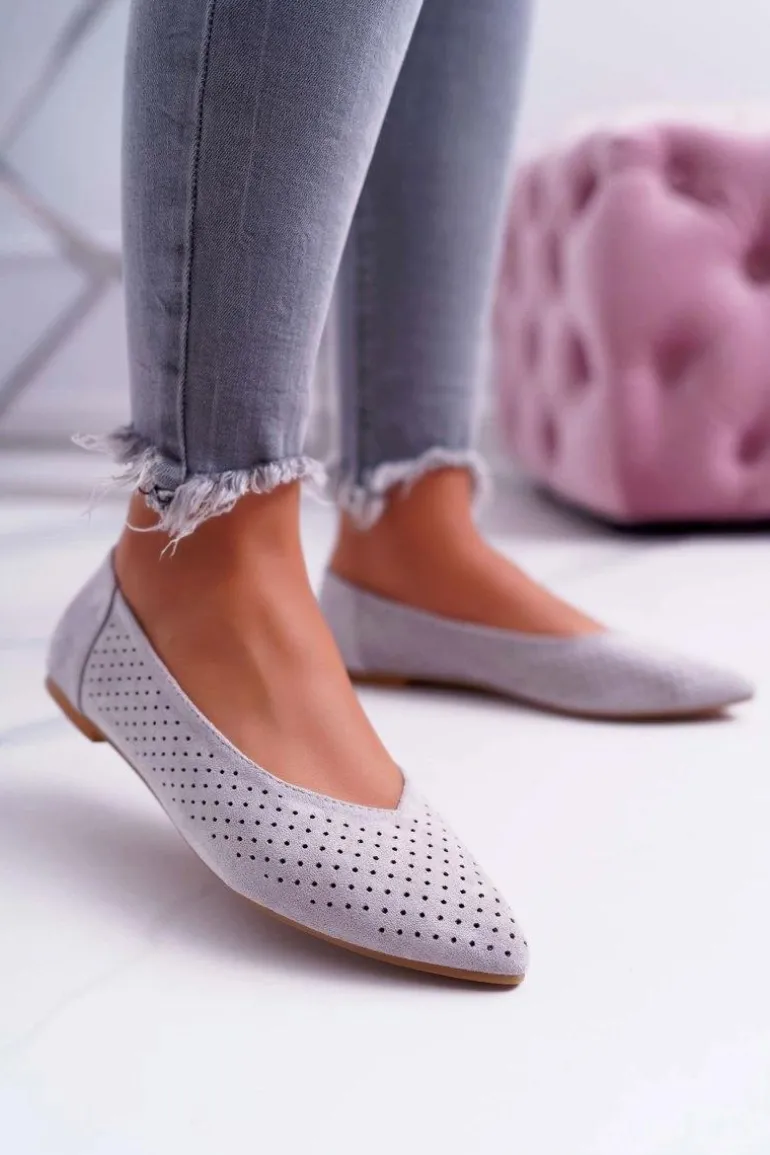 Baleriny Damskie Lu Boo Ażurowe Szare Dessert