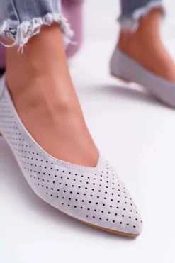 Baleriny Damskie Lu Boo Ażurowe Szare Dessert