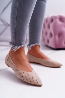 Baleriny Damskie Lu Boo Ażurowe Beżowe Dessert