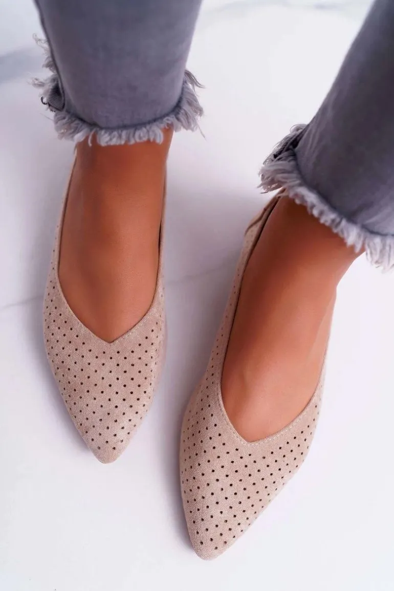 Baleriny Damskie Lu Boo Ażurowe Beżowe Dessert