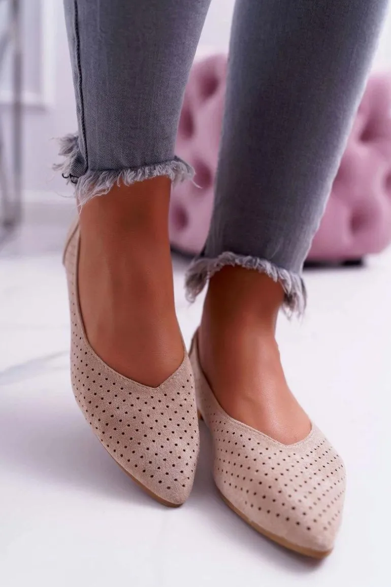 Baleriny Damskie Lu Boo Ażurowe Beżowe Dessert