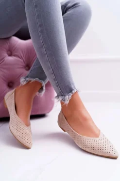 Baleriny Damskie Lu Boo Ażurowe Beżowe Dessert