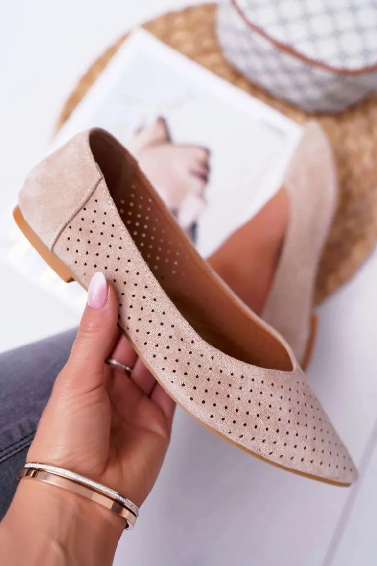 Baleriny Damskie Lu Boo Ażurowe Beżowe Dessert