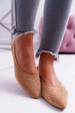 Baleriny Damskie Lu Boo Ażurowe Camel Dessert