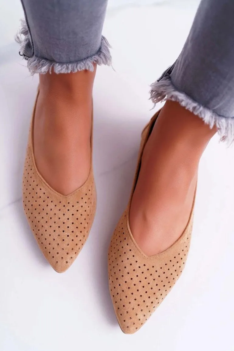Baleriny Damskie Lu Boo Ażurowe Camel Dessert