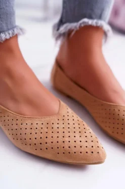 Baleriny Damskie Lu Boo Ażurowe Camel Dessert