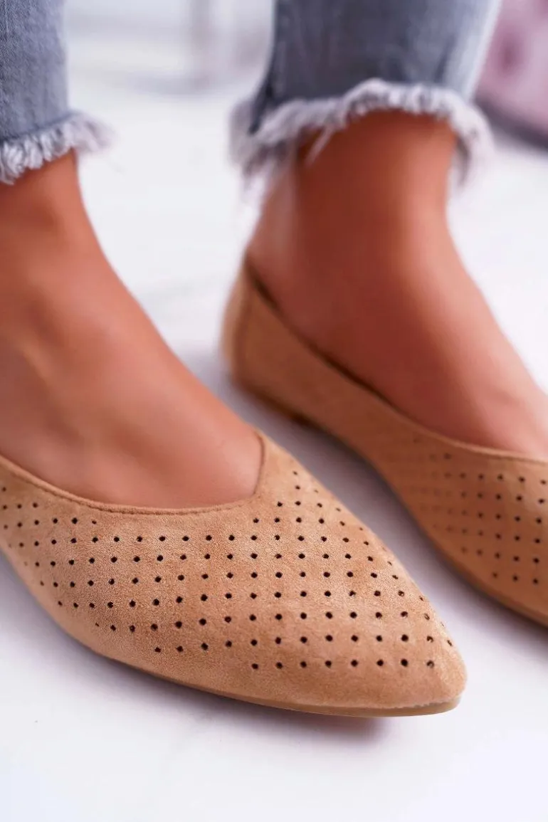 Baleriny Damskie Lu Boo Ażurowe Camel Dessert