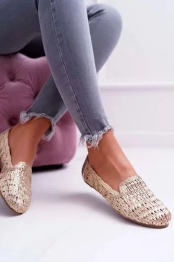 Baleriny Damskie Lu Boo Plecione Złote 4Ever