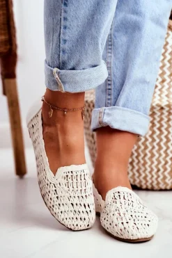 Baleriny Damskie Lu Boo Plecione Białe 4Ever