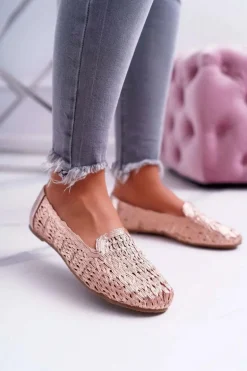 Baleriny Damskie Lu Boo Plecione Różowe Złoto 4Ever