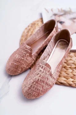 Baleriny Damskie Lu Boo Plecione Różowe Złoto 4Ever