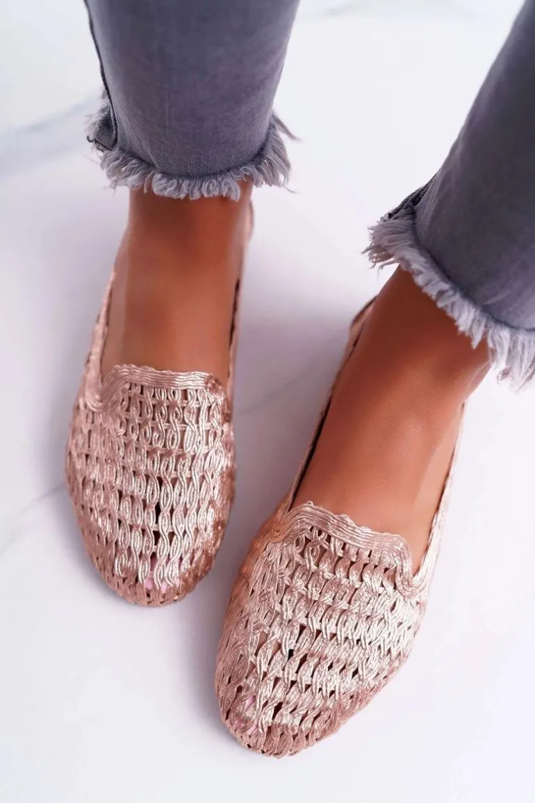 Baleriny Damskie Lu Boo Plecione Różowe Złoto 4Ever