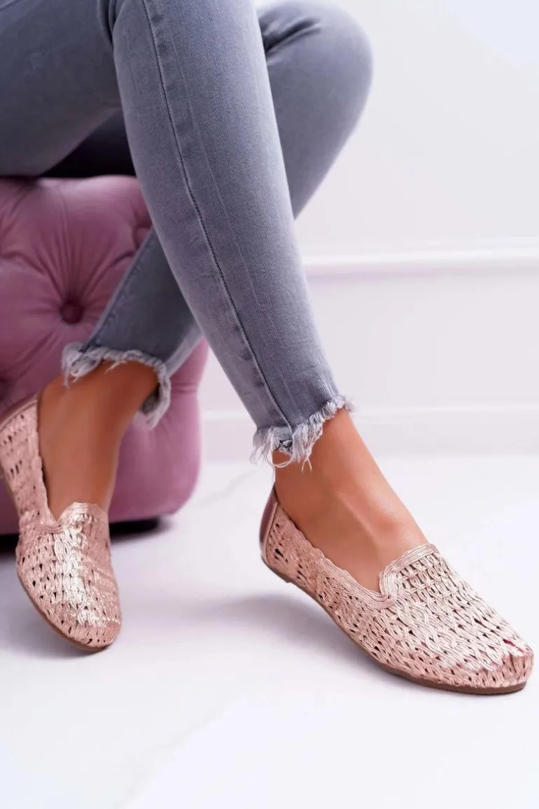 Baleriny Damskie Lu Boo Plecione Różowe Złoto 4Ever