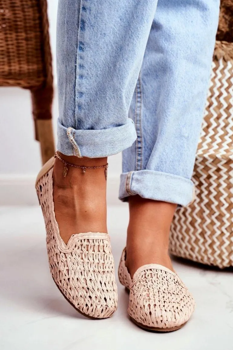 Baleriny Damskie Lu Boo Plecione Beżowe 4Ever