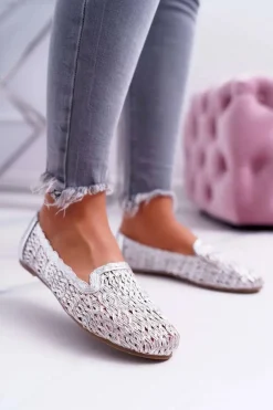 Baleriny Damskie Lu Boo Plecione Srebrny 4Ever