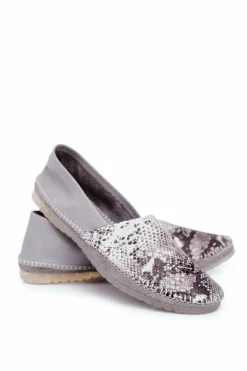 Baleriny Damskie Maciejka Skórzane Szare 01930-66/00-0