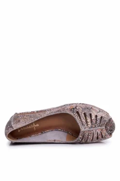 Baleriny Damskie Maciejka Skórzane Brązowe we wzory 03497-21