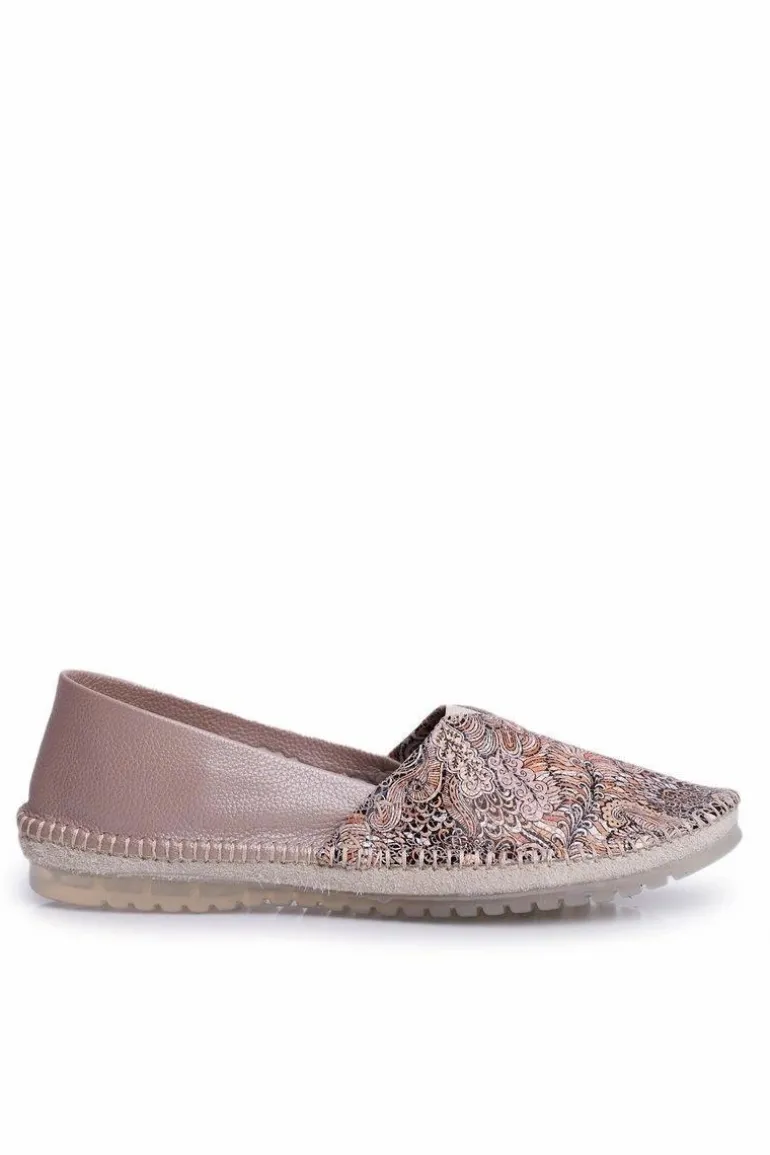 Baleriny Damskie Maciejka Skórzane Beżowe 01930-59/00-0