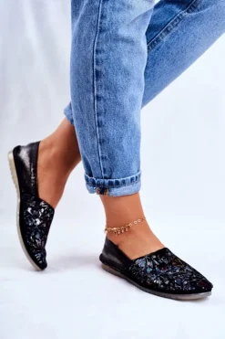 Baleriny Damskie Maciejka Skórzane Czarne 01930-70/00-0