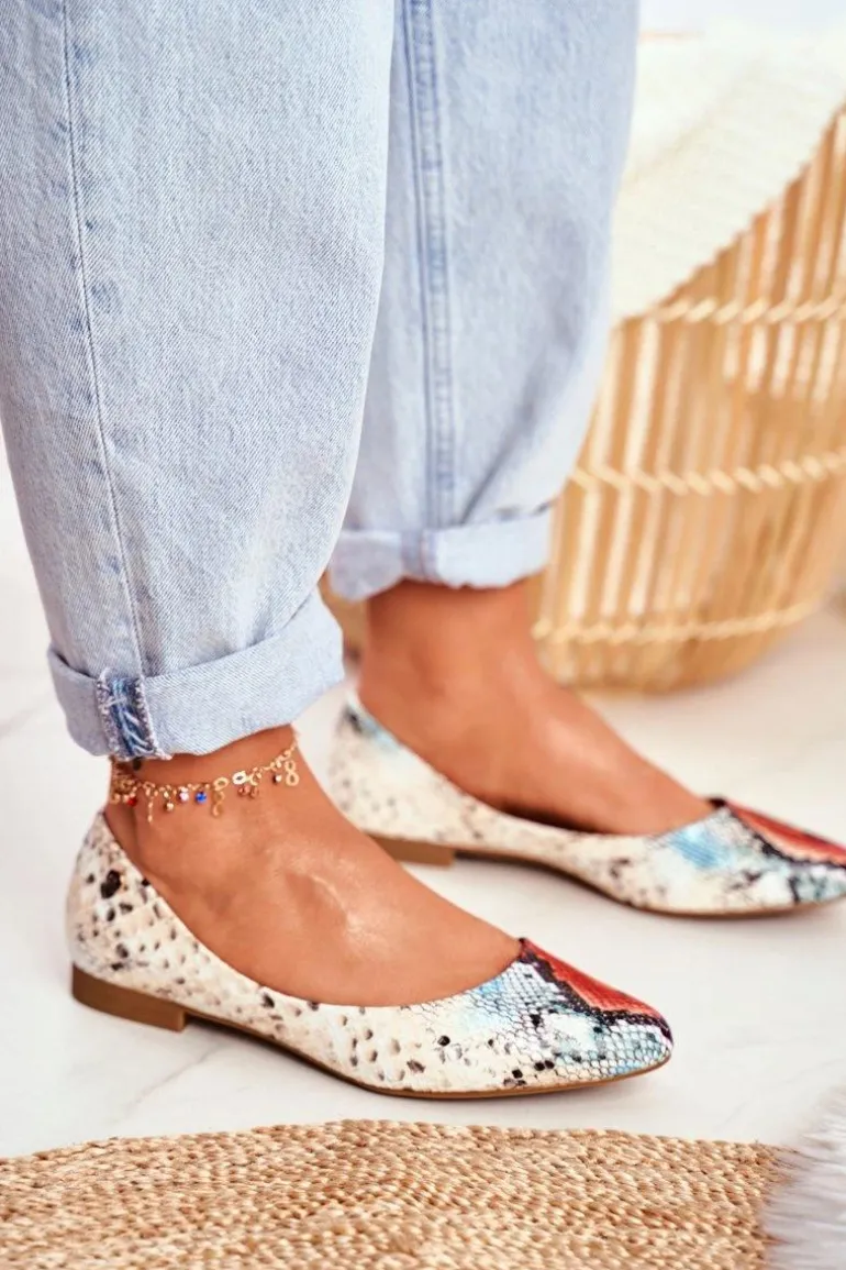 Baleriny Damskie Sergio Leone Czerwony Wąż BL611 Nemsis