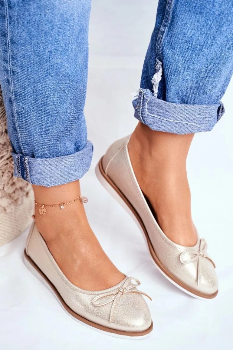 Baleriny Damskie Sergio Leone Złote BL612