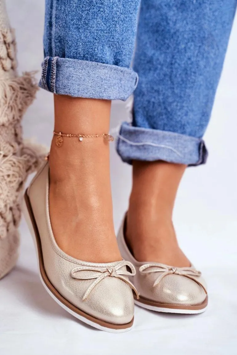 Baleriny Damskie Sergio Leone Złote BL612