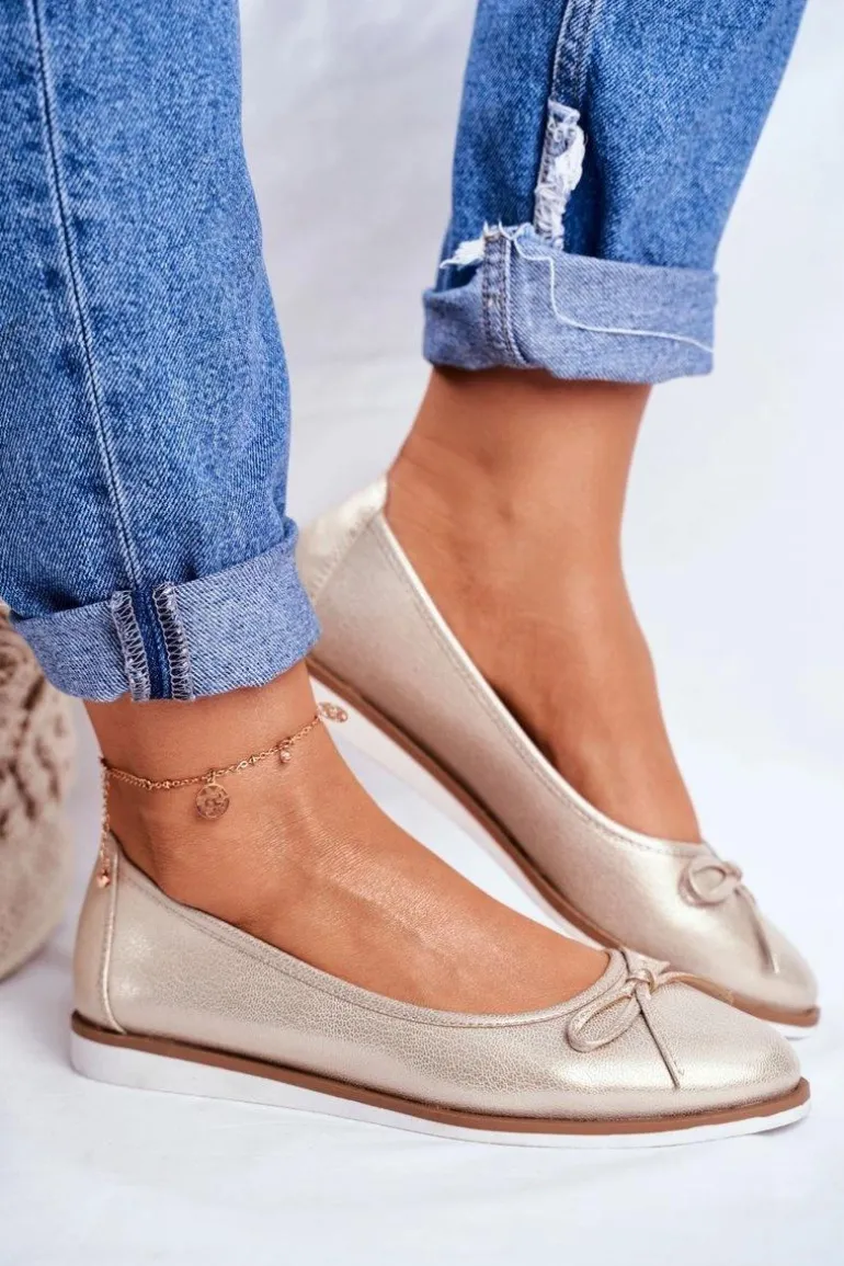 Baleriny Damskie Sergio Leone Złote BL612