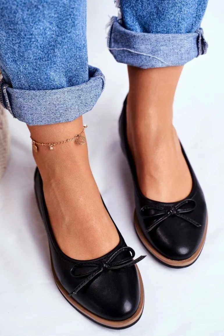 Baleriny Damskie Sergio Leone Czarne BL612