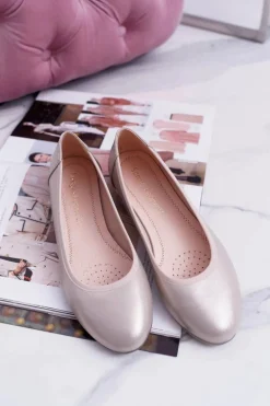 Baleriny Damskie Sergio Leone Złote Plex