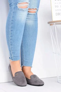 Baleriny Damskie Szare Zamszowe Neala