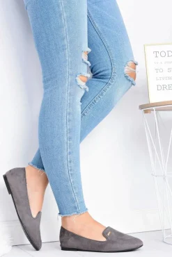 Baleriny Damskie Szare Zamszowe Neala