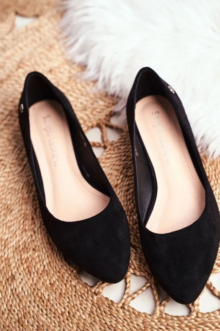 Baleriny Damskie Zamszowe Sergio Leone BL611 Czarne Nemsis