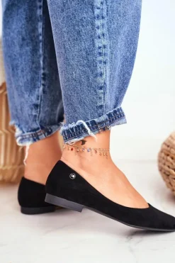 Baleriny Damskie Zamszowe Sergio Leone BL611 Czarne Nemsis