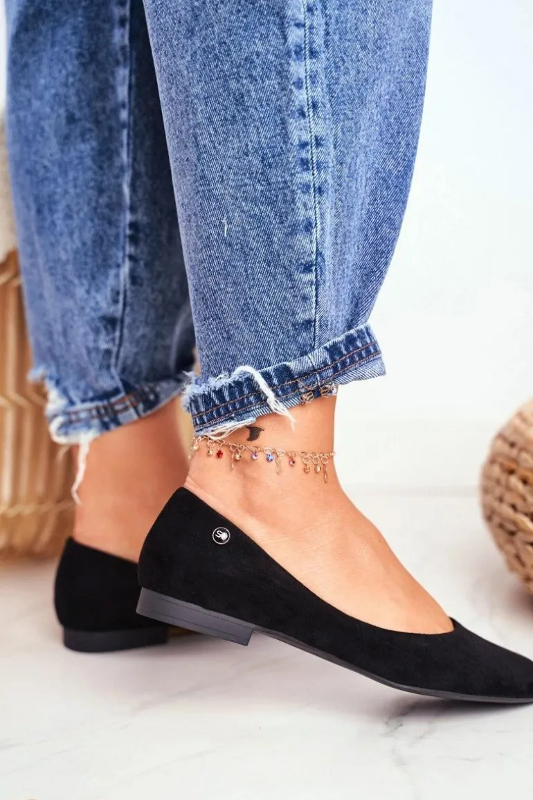 Baleriny Damskie Zamszowe Sergio Leone BL611 Czarne Nemsis