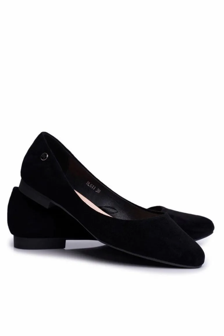 Baleriny Damskie Zamszowe Sergio Leone BL611 Czarne Nemsis