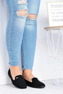 Baleriny Damskie Zamszowe Czarne Neala