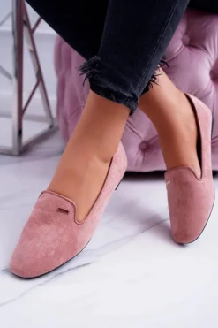 Baleriny Damskie Zamszowe Pudrowy Róż Neala
