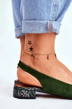 Baleriny Na Obcasie Maciejka Zielone 04482-09