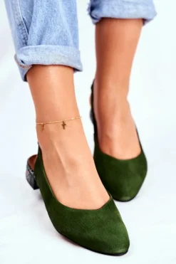 Baleriny Na Obcasie Maciejka Zielone 04482-09