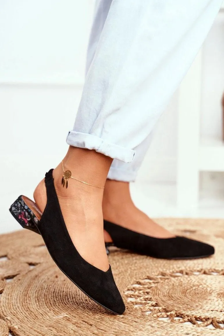 Baleriny Na Obcasie Maciejka Czarne 04482-01