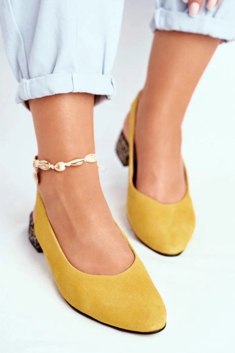 Baleriny Na Obcasie Maciejka Żółte 04482-07