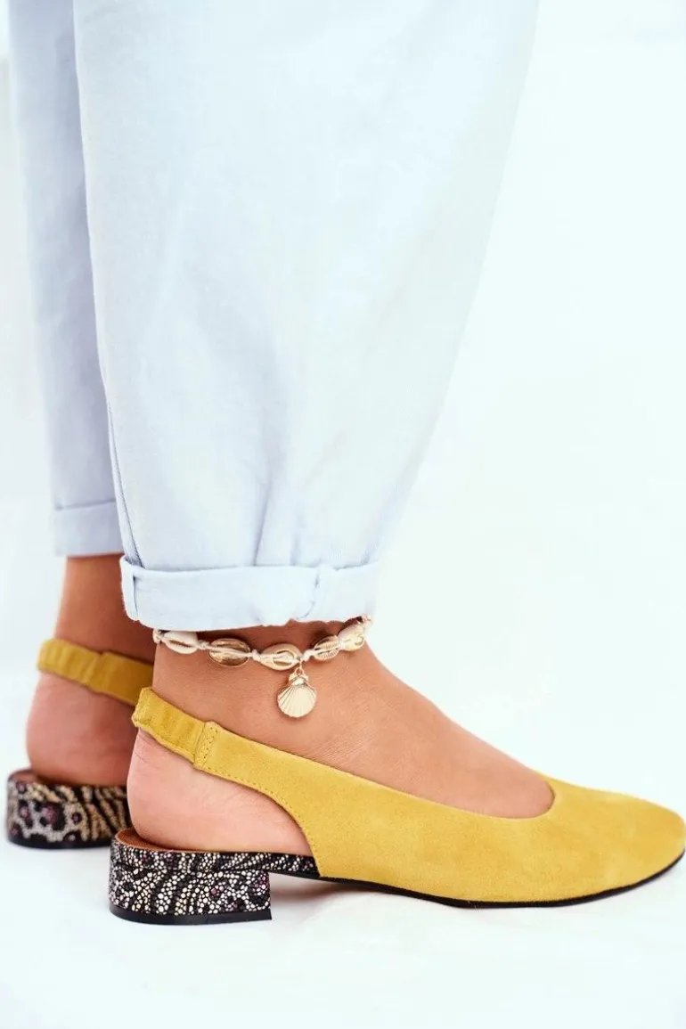 Baleriny Na Obcasie Maciejka Żółte 04482-07