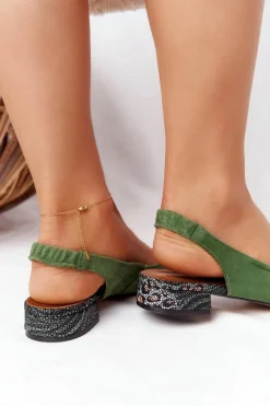 Baleriny Na Obcasie Maciejka Zielone 04482-09