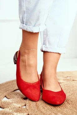 Baleriny Na Obcasie Maciejka Czerwone 04482-08