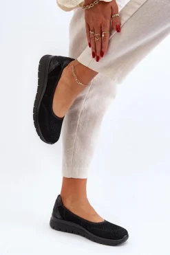 Baleriny Na Platformie I Koturnie Czarne Aviaba