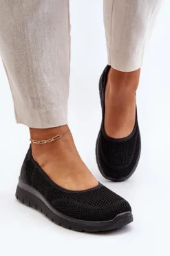 Baleriny Na Platformie I Koturnie Czarne Aviaba