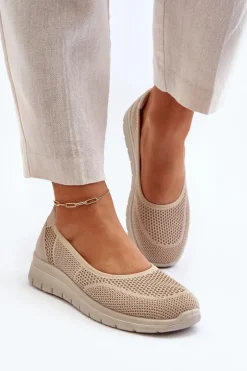 Baleriny Na Platformie I Koturnie Beżowe Aviaba